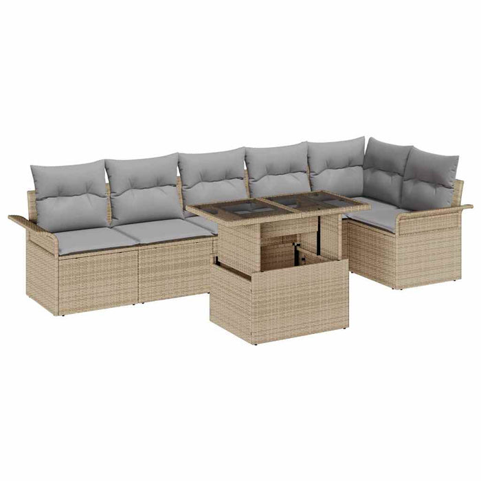 Set de canapele pentru grădină cu pernă 7 pcs Bej Rattan poli - WALTI WALTI