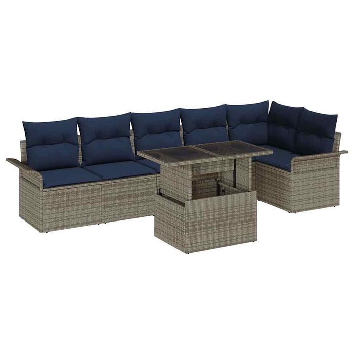 Set de canapele pentru grădină cu pernă 7 pcs Gri Rattan poli - WALTI WALTI