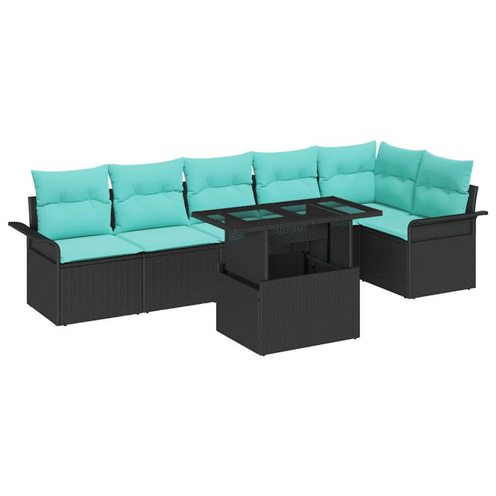 Set de canapele pentru grădină cu pernă 7 pcs Negru Rattan poli - WALTI WALTI