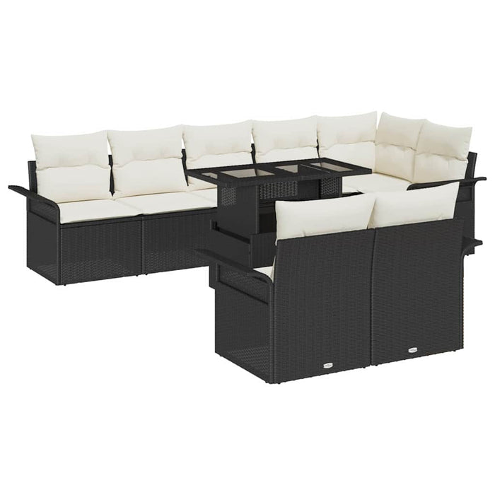Set de canapele pentru grădină cu pernă 9 pcs Negru Rattan poli - WALTI WALTI