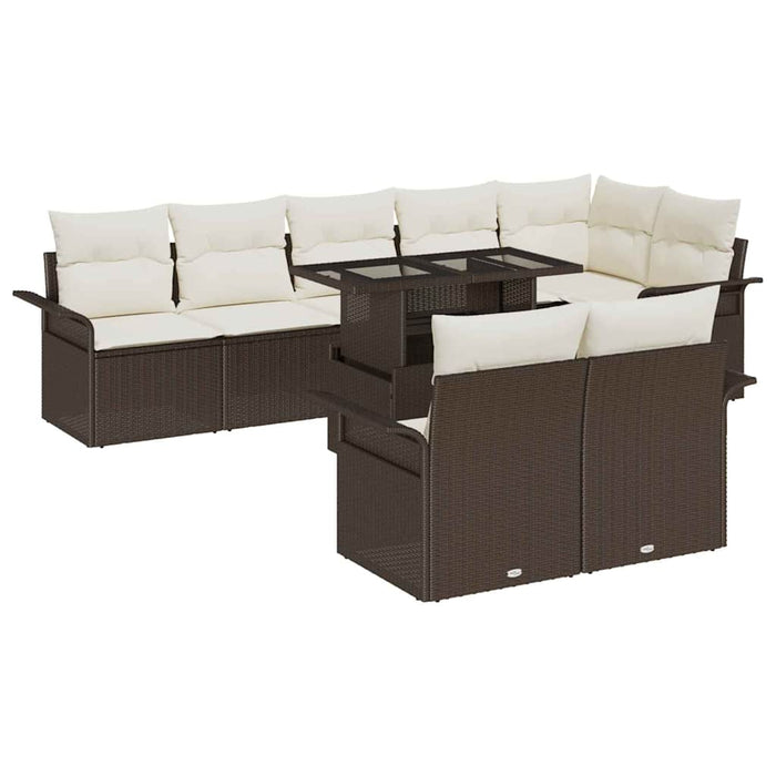 Set de canapele pentru grădină cu pernă 9 pcs Maro Rattan poli - WALTI WALTI