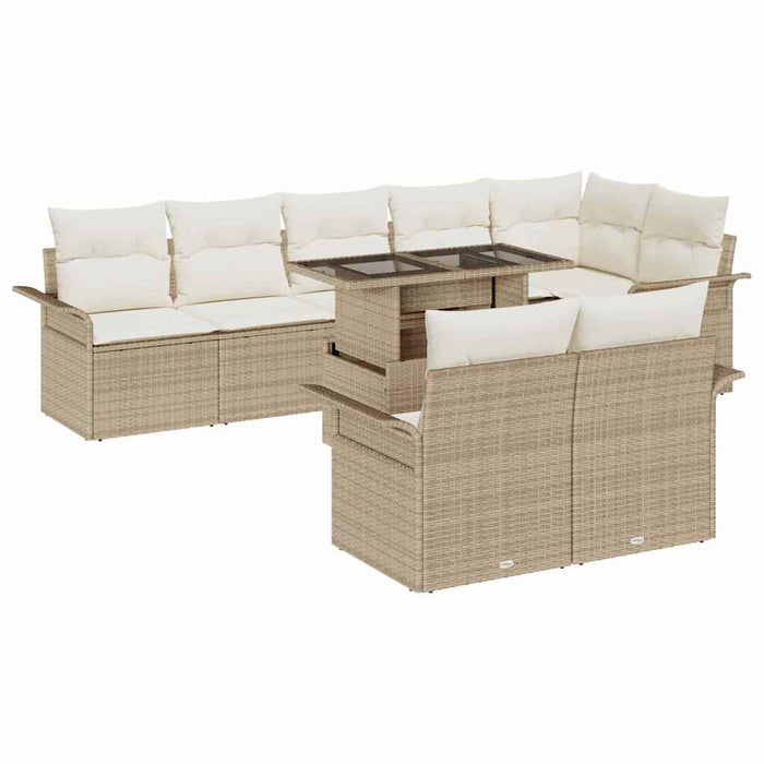 Set de canapele pentru grădină cu pernă 9 pcs Bej Rattan poli - WALTI WALTI