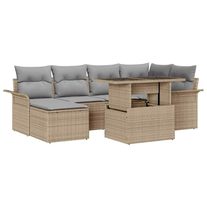 Set de canapele pentru grădină cu pernă 7 pcs Bej Rattan poli - WALTI WALTI