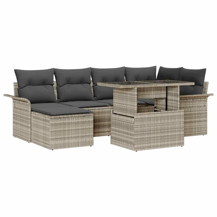 Set de canapele pentru grădină 7 pcs Gri deschis Rattan poli - WALTI WALTI