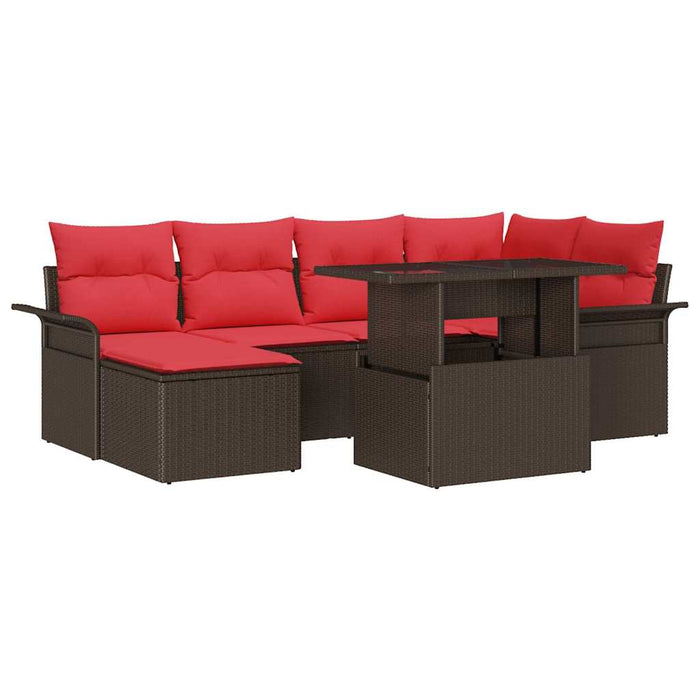 Set de canapele pentru grădină cu pernă 7 pcs Maro Poli Rattan - WALTI WALTI