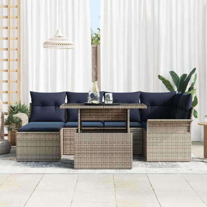 Set de canapele pentru grădină cu pernă 7 pcs Gri Poli Rattan - WALTI WALTI