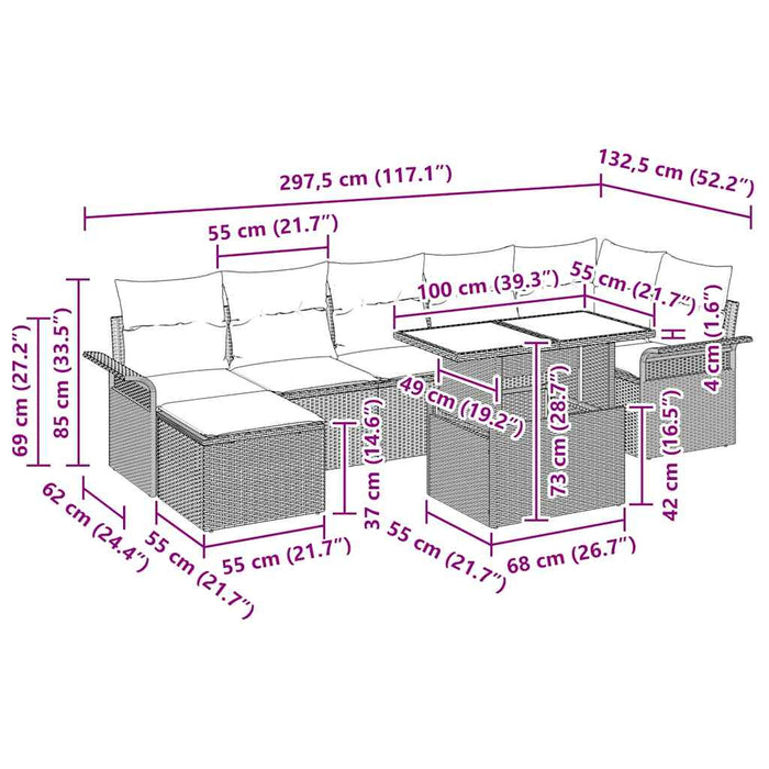 Set de canapele pentru grădină cu pernă 8 pcs Negru Rattan poli - WALTI WALTI