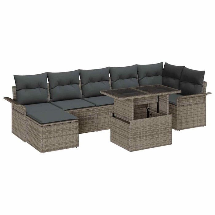 Set de canapele pentru grădină cu pernă 8 pcs Gri Rattan poli - WALTI WALTI