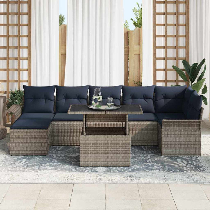 Set de canapele pentru grădină cu pernă 8 pcs Gri Poli Rattan - WALTI WALTI