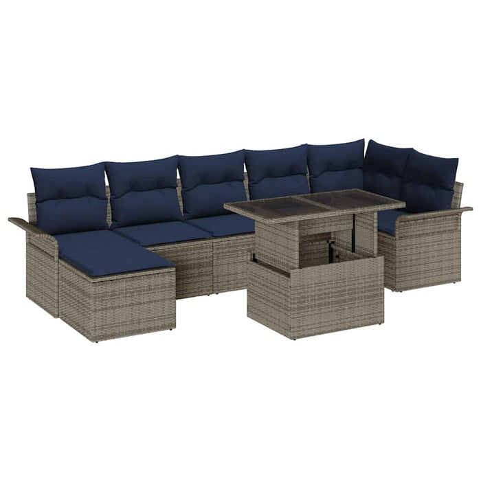 Set de canapele pentru grădină cu pernă 8 pcs Gri Poli Rattan - WALTI WALTI