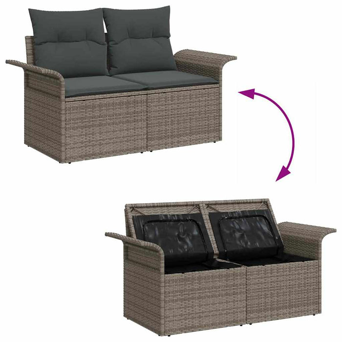 Set de canapele pentru grădină cu pernă cu depozitare 9 pcs Gri - WALTI WALTI