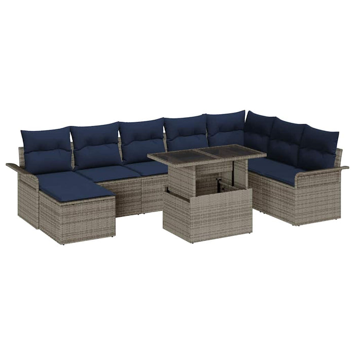 Set de canapele pentru grădină cu pernă 9 pcs Gri Poli Rattan - WALTI WALTI