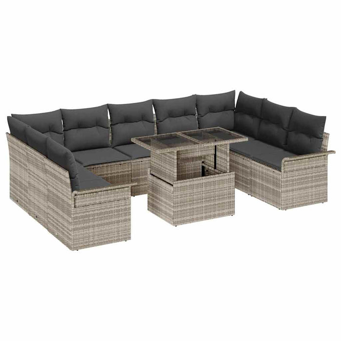 Set de canapele pentru grădină cu pernă 10 pcs Gri deschis - WALTI WALTI