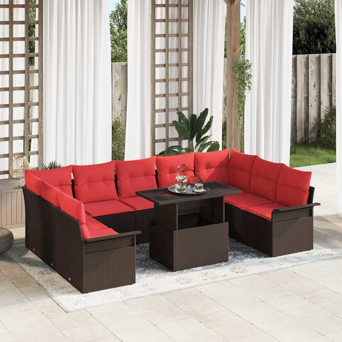 Set de canapele pentru grădină cu pernă 10 pcs Maro Poli Rattan - WALTI WALTI