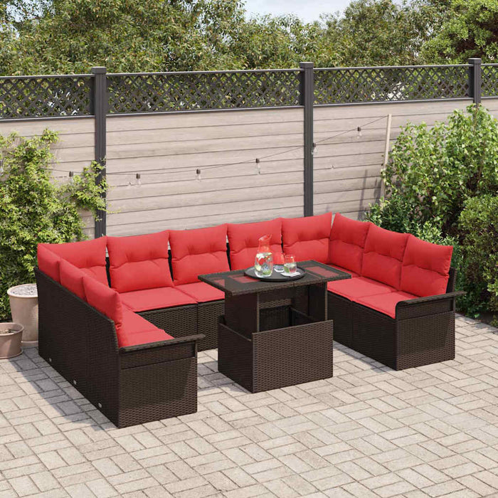 Set de canapele pentru grădină cu pernă 10 pcs Maro Poli Rattan - WALTI WALTI