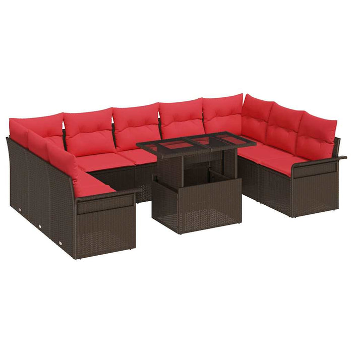 Set de canapele pentru grădină cu pernă 10 pcs Maro Poli Rattan - WALTI WALTI