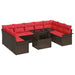 Set de canapele pentru grădină cu pernă 10 pcs Maro Poli Rattan - WALTI WALTI