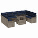 Set de canapele pentru grădină cu pernă 10 pcs Gri Poli Rattan - WALTI WALTI