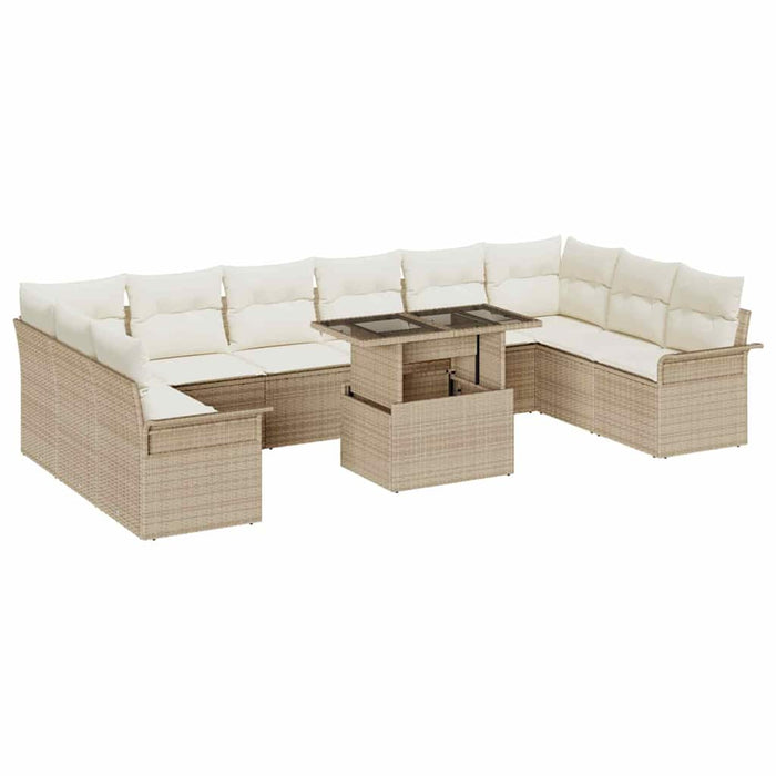 Set de canapele pentru grădină cu pernă 11 pcs Bej Poli Rattan - WALTI WALTI
