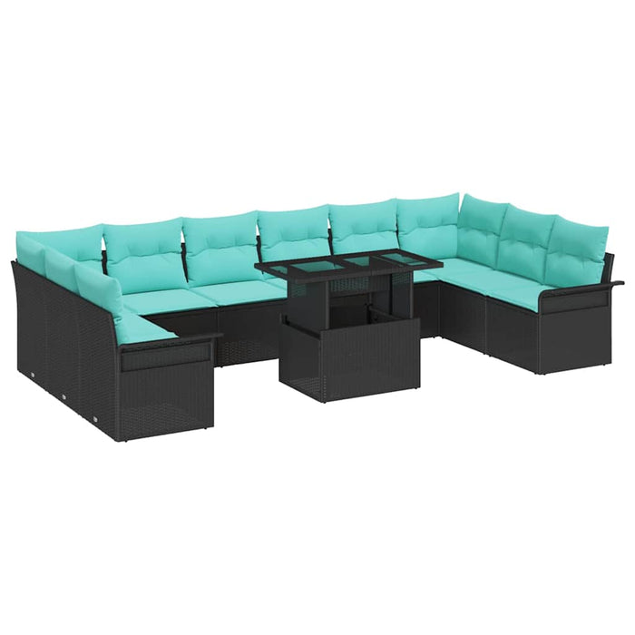 Set de canapele pentru grădină Manual 11 pcs Negru Poli Rattan WALTI