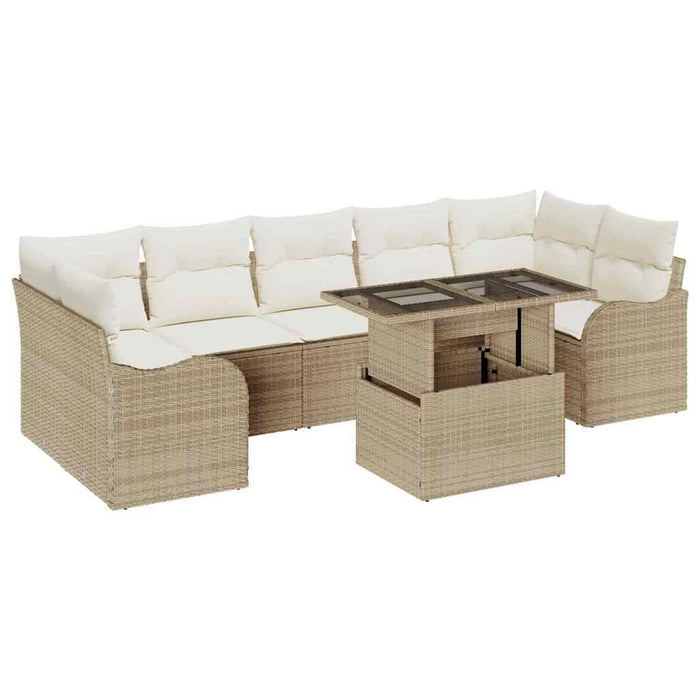 Set de canapele pentru grădină cu pernă 8 pcs Bej Rattan poli - WALTI WALTI