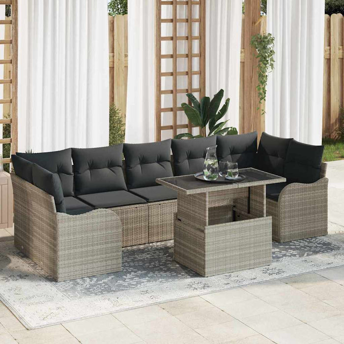 Set de canapele pentru grădină 8 pcs Gri deschis Rattan poli - WALTI WALTI