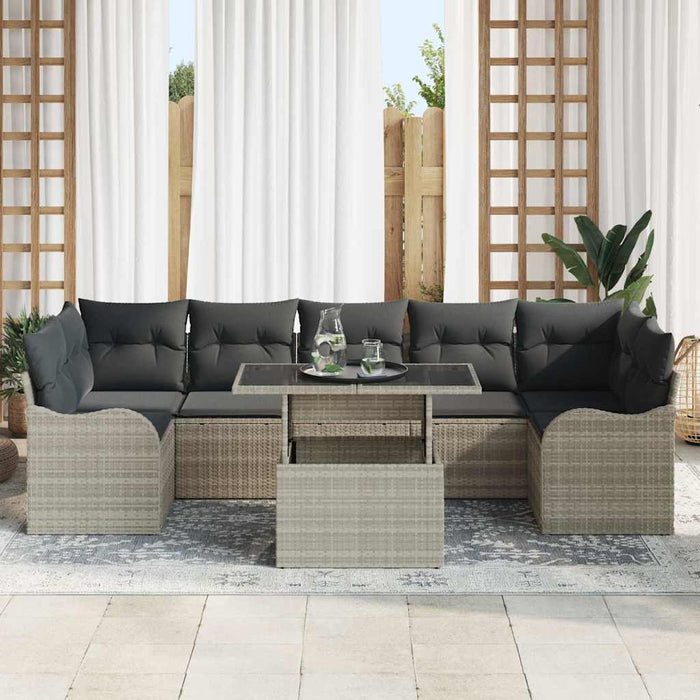 Set de canapele pentru grădină 8 pcs Gri deschis Rattan poli - WALTI WALTI