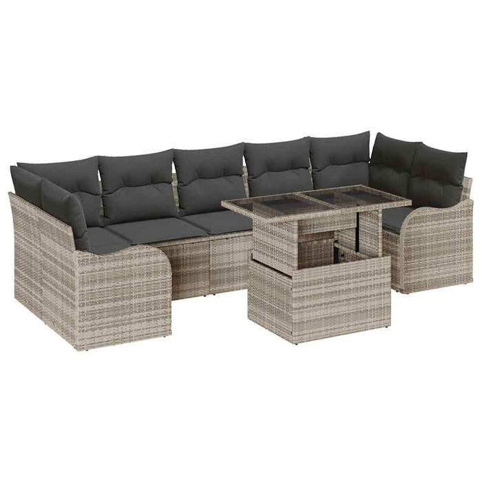 Set de canapele pentru grădină 8 pcs Gri deschis Rattan poli - WALTI WALTI