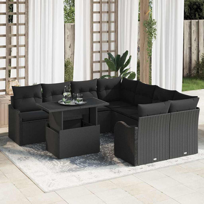 Set de canapele pentru grădină 9 pcs Negru 100 x 55 x 73 cm - WALTI WALTI