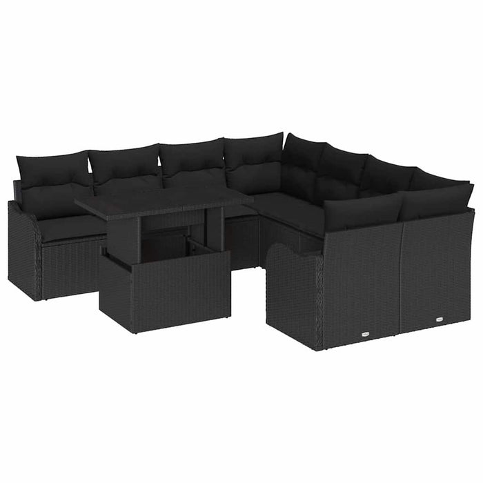 Set de canapele pentru grădină 9 pcs Negru 100 x 55 x 73 cm - WALTI WALTI