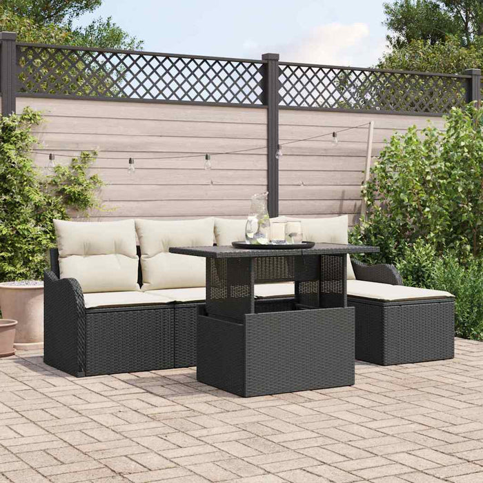 Set de canapele pentru grădină cu pernă 6 pcs Negru Rattan poli - WALTI WALTI