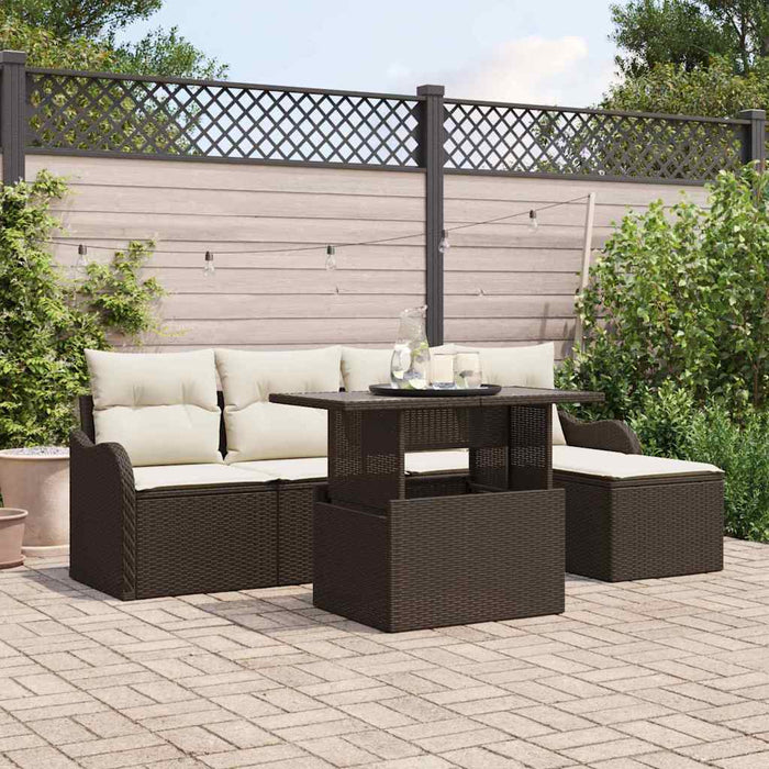 Set de canapele pentru grădină cu pernă 6 pcs Maro Rattan poli - WALTI WALTI