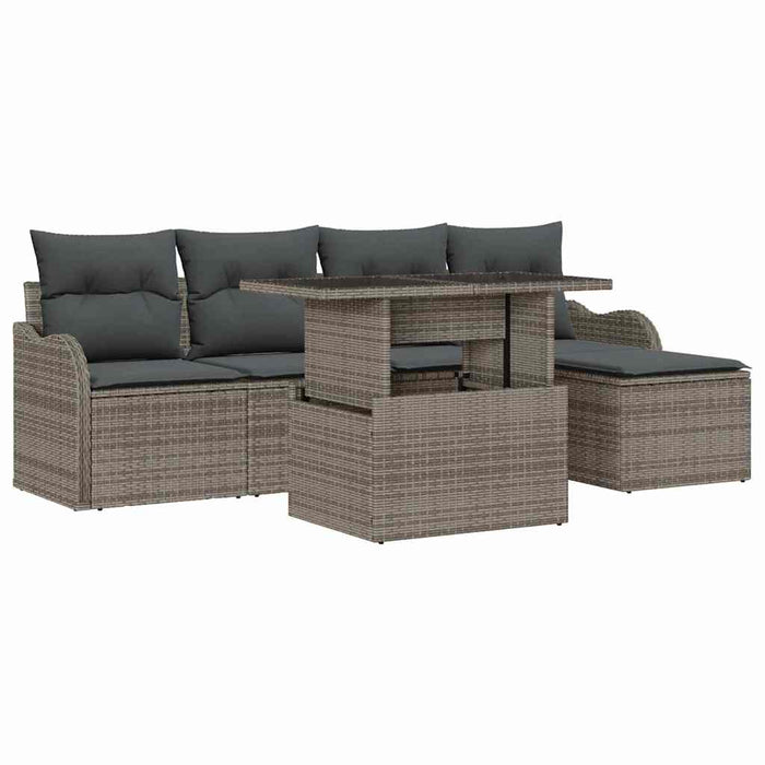 Set de canapele pentru grădină cu pernă 6 pcs Gri Rattan poli - WALTI WALTI