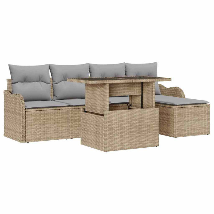 Set de canapele pentru grădină cu pernă 6 pcs Bej Rattan poli - WALTI WALTI