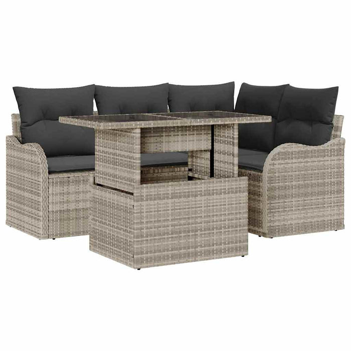 Set de canapele pentru grădină cu pernă 5 pcs Gri deschis - WALTI WALTI