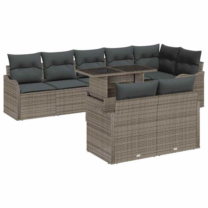 Set de canapele pentru grădină cu pernă 9 pcs Gri Poli Rattan - WALTI WALTI