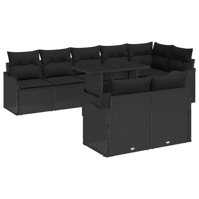 Set de canapele pentru grădină 9 pcs Negru 100 x 55 x 73 cm - WALTI WALTI