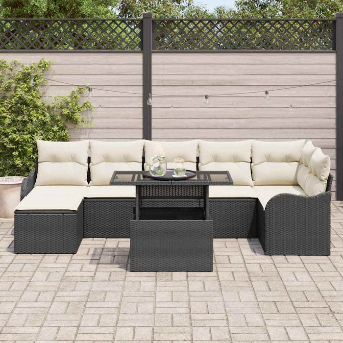 Set de canapele pentru grădină cu pernă 8 pcs Negru Rattan poli - WALTI WALTI