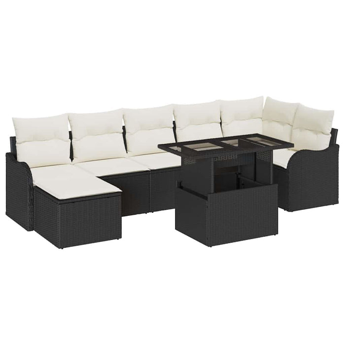 Set de canapele pentru grădină cu pernă 8 pcs Negru Rattan poli - WALTI WALTI