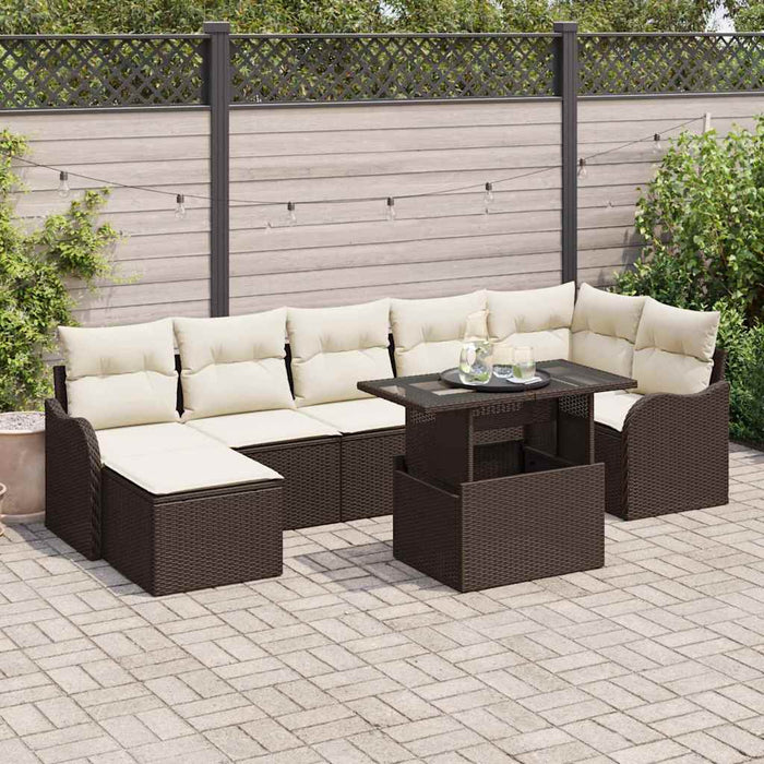 Set de canapele pentru grădină cu pernă 8 pcs Maro Rattan poli - WALTI WALTI