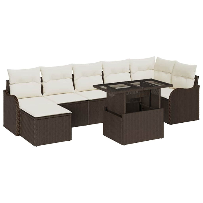 Set de canapele pentru grădină cu pernă 8 pcs Maro Rattan poli - WALTI WALTI