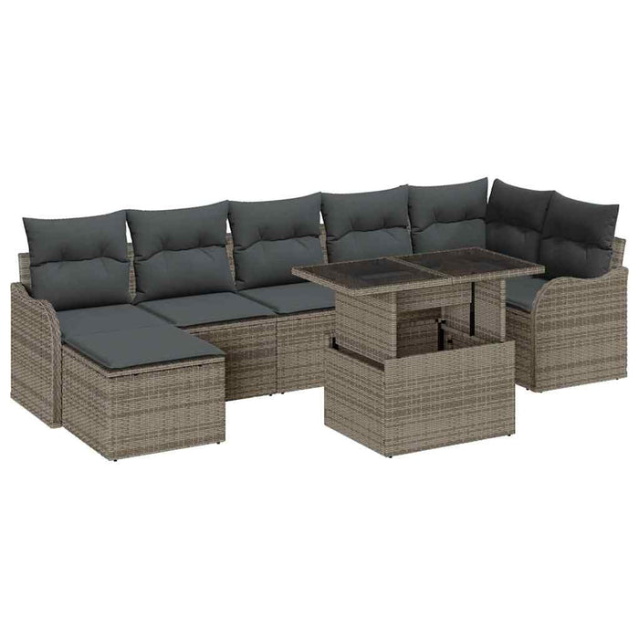 Set de canapele pentru grădină cu pernă 8 pcs Gri Poli Rattan - WALTI WALTI