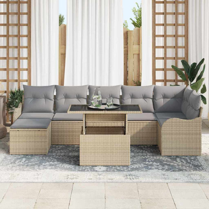 Set de canapele pentru grădină cu pernă 8 pcs Bej Rattan poli - WALTI WALTI