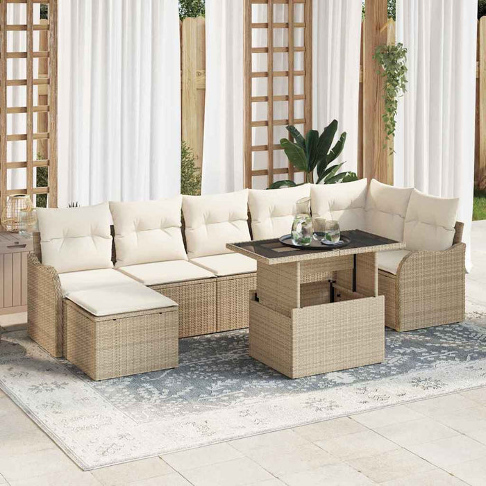 Set de canapele pentru grădină cu pernă 8 pcs Bej Rattan poli - WALTI WALTI