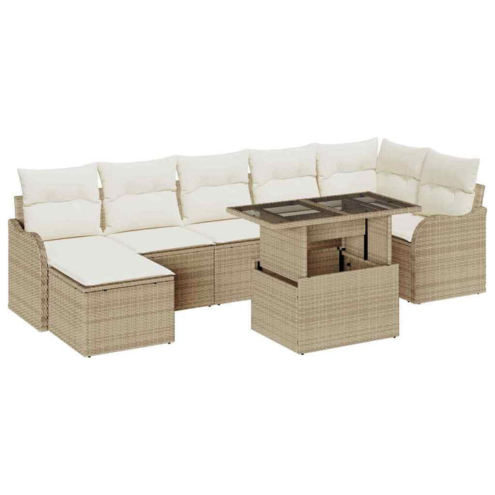 Set de canapele pentru grădină cu pernă 8 pcs Bej Rattan poli - WALTI WALTI