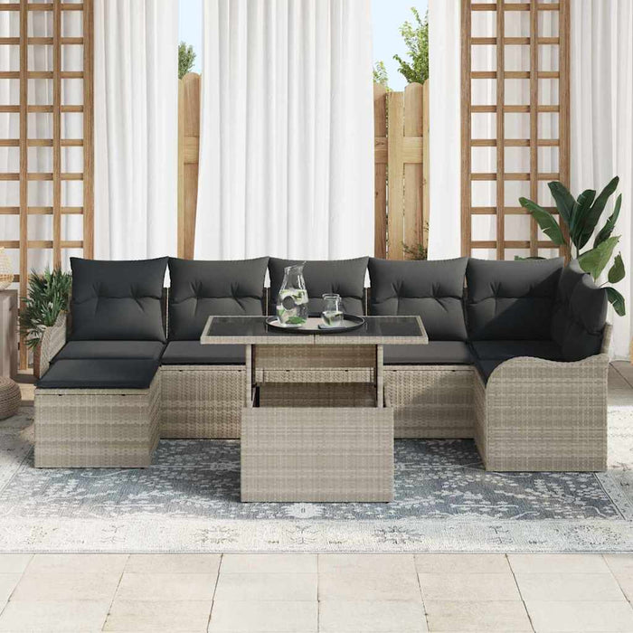 Set de canapele pentru grădină 8 pcs Gri deschis Rattan poli - WALTI WALTI