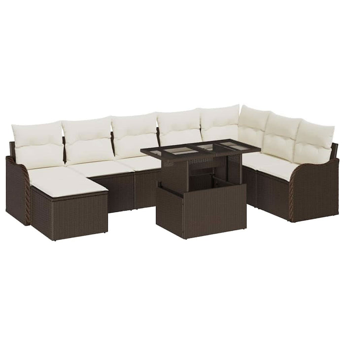 Set de canapele pentru grădină cu pernă 9 pcs Maro Rattan poli - WALTI WALTI