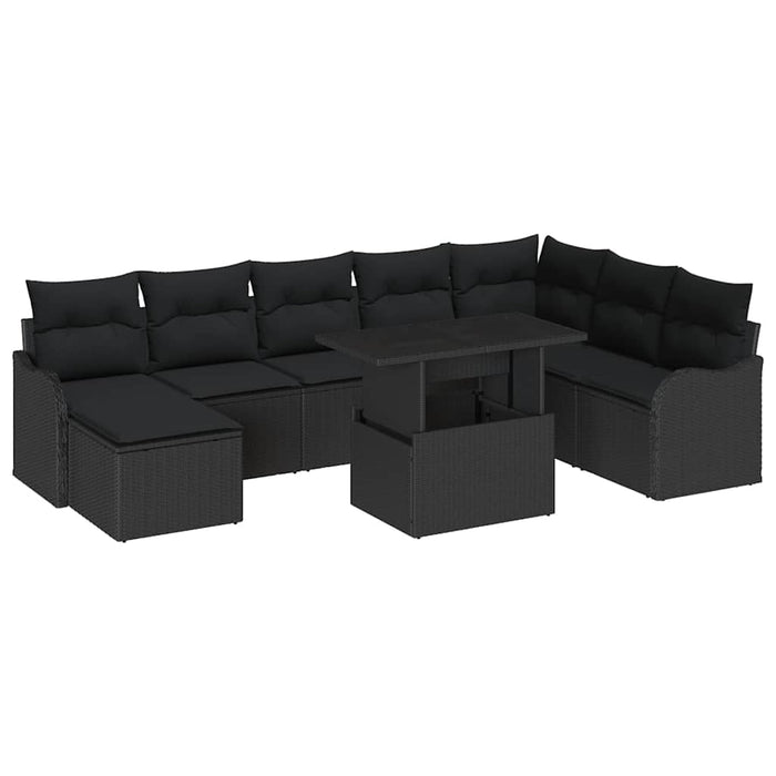 Set de canapele pentru grădină cu pernă 9 pcs Negru Rattan poli - WALTI WALTI