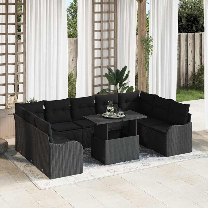 Set de canapele pentru grădină 10 pcs Negru 100 x 55 x 73 cm - WALTI WALTI