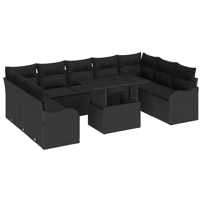 Set de canapele pentru grădină 10 pcs Negru 100 x 55 x 73 cm - WALTI WALTI